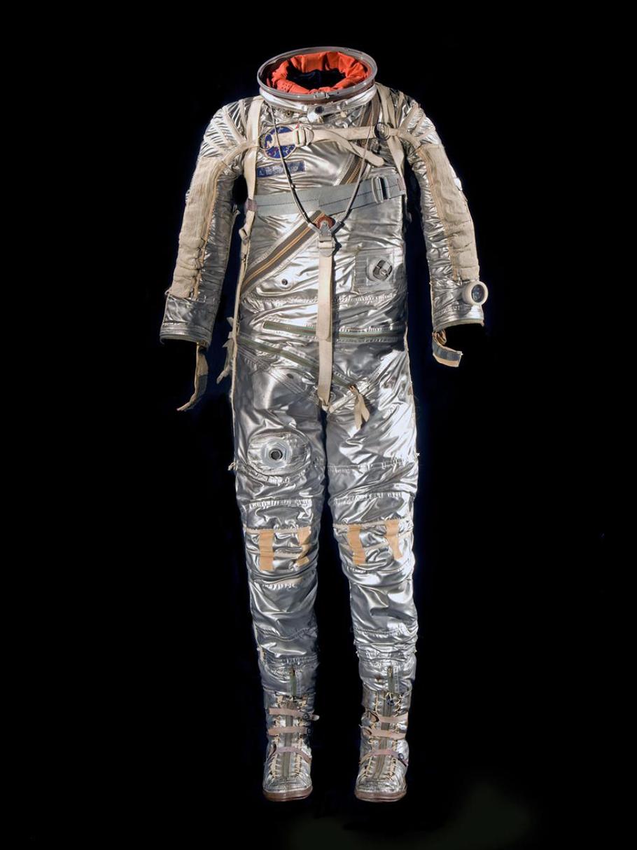 A silver astronaut suit. 