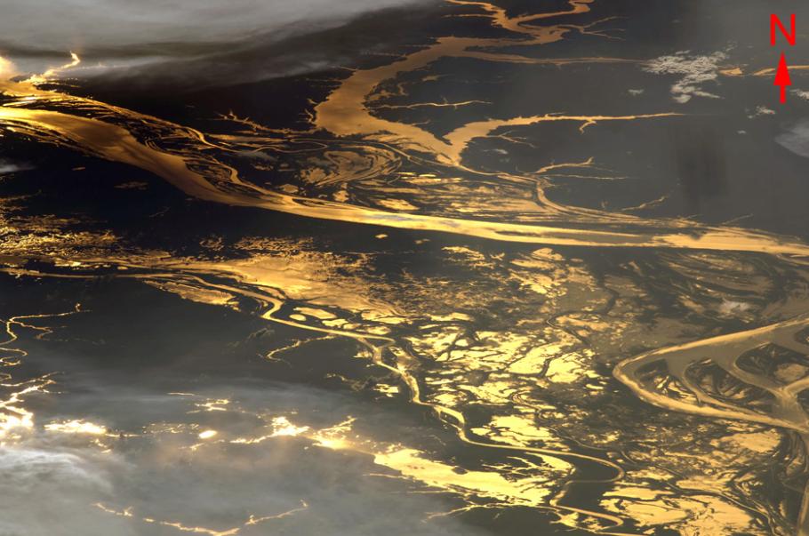 Satellite image of a large river. 