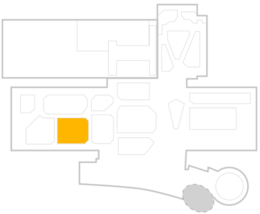 Map of Udvar-Hazy Center highlighting the display in the main hanger, 3 sections to the left.