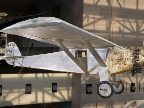 Ryan NYP Spirit of St. Louis on display in the Boeing Milestones of Flight Hall
