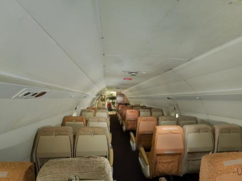 Panoramic photograph of the rear cabin of the Boeing 367-80