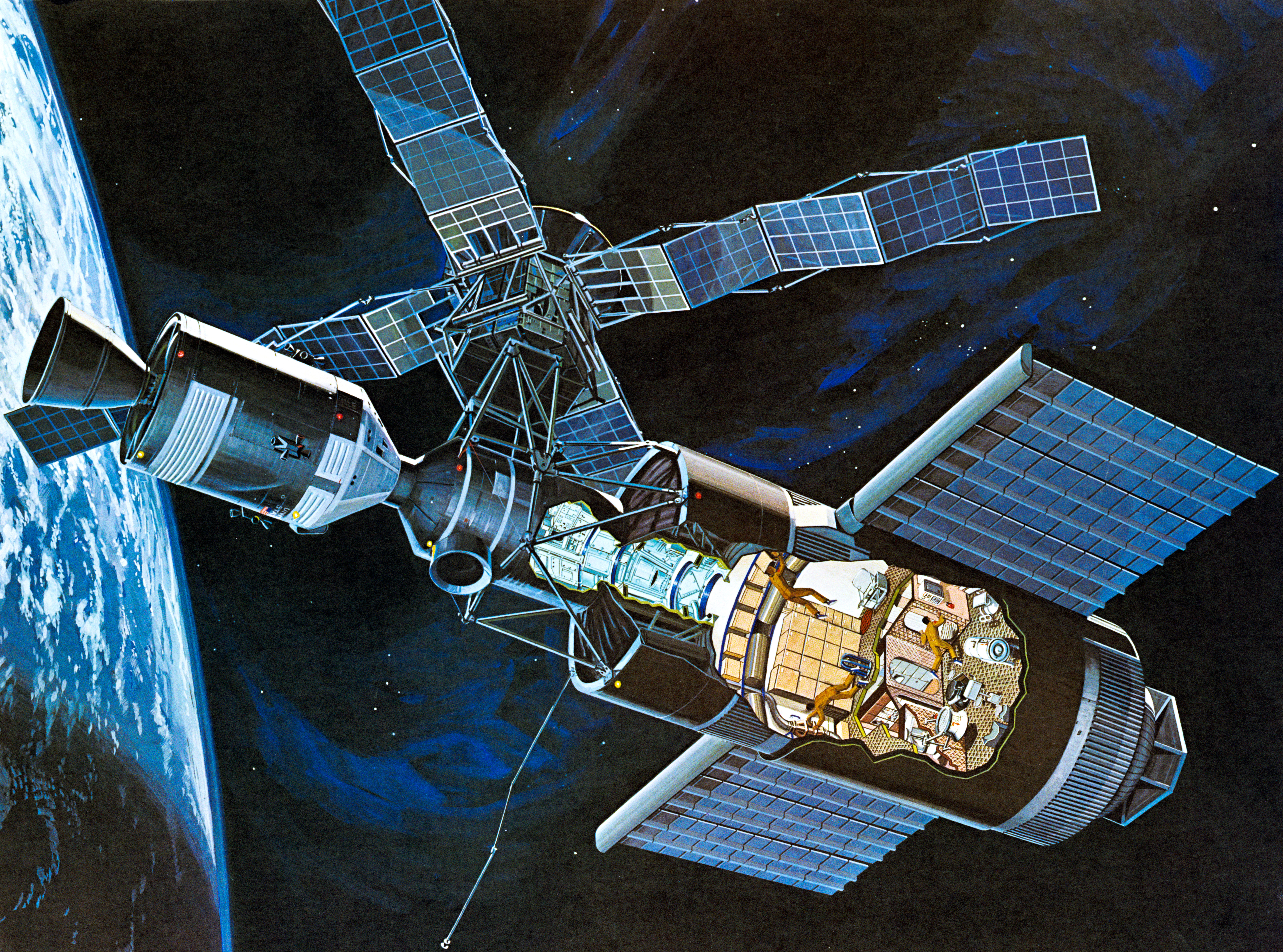 Сколько орбитальных станций в космосе сейчас. Скайлэб орбитальная станция. Skylab Космическая станция. Американская Космическая станция Скайлэб. Скайлэб орбитальная станция внутри.