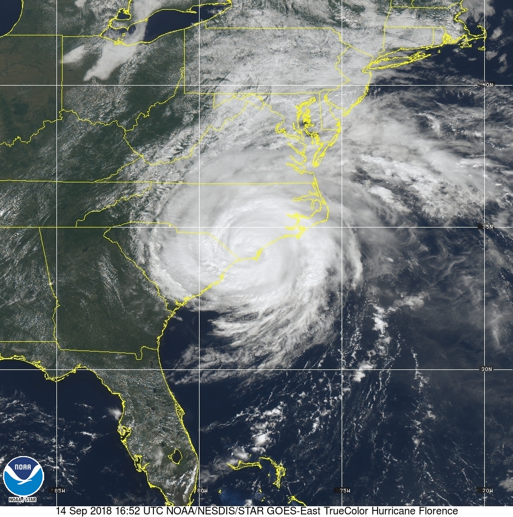 Image Of Hurricane Florence From Goes Satellite