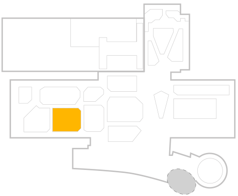 Map of Udvar-Hazy Center highlighting the display in the main hanger, 3 sections to the left.