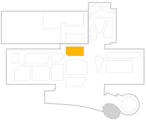 Map of Udvar-Hazy Center highlighting the display in the main hanger, left of center.