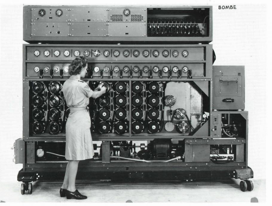 A Navy WAVE working on a US Navy Cryptanalytic Bombe