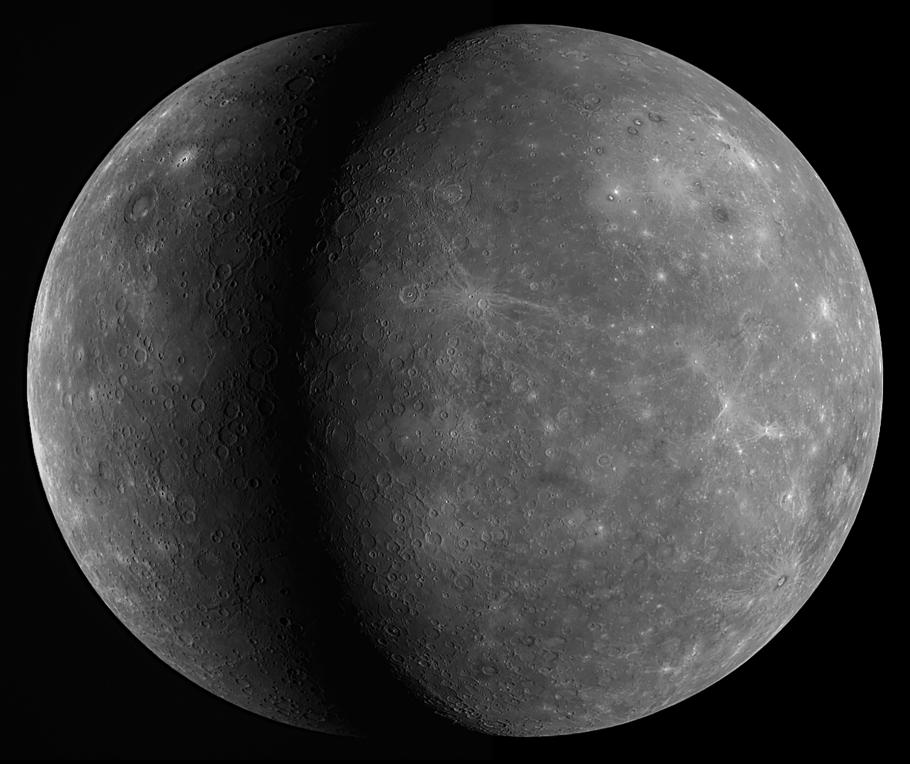 Composite of two flyby views of Mercury