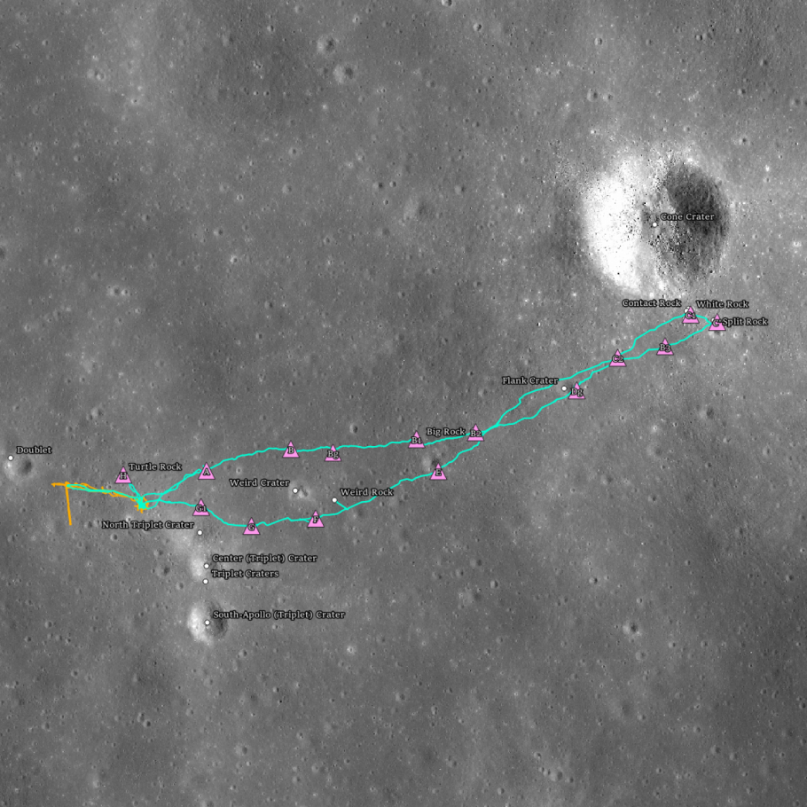 A map showing the landing site on the Moon.