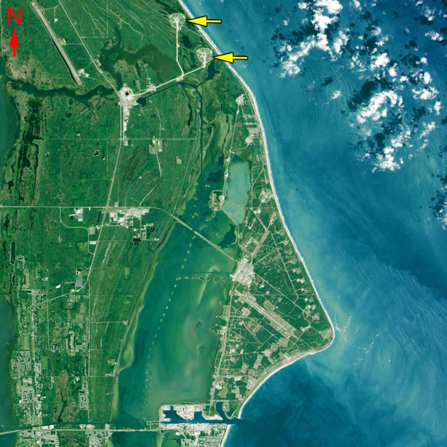 Satellite image of a portion of Florida's coast.