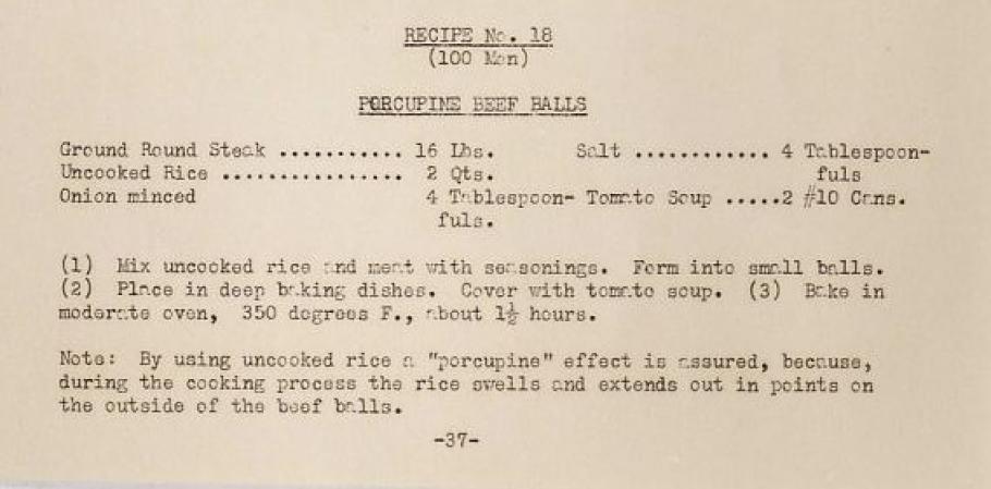 Typed recipe for Porcupine Beef Balls