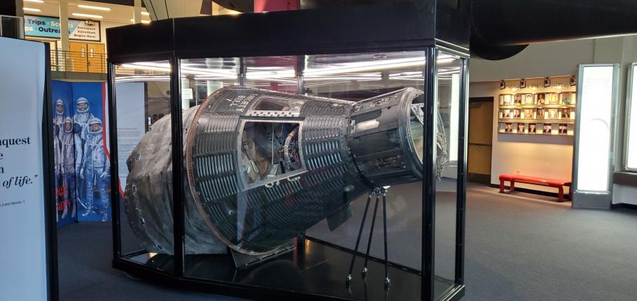 Spacecraft in display case