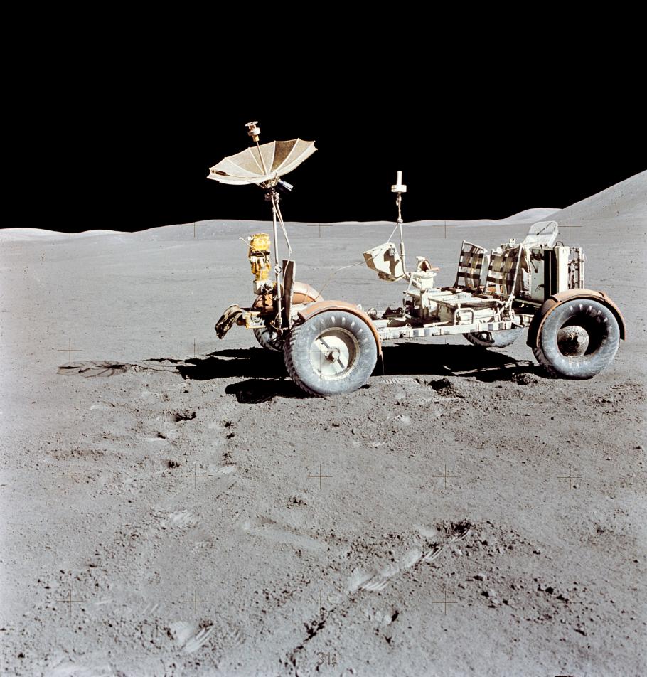 The Apollo 15 lunar roving vehicle (LRV) covered over 17 miles while traveling on the surface of the Moon.
