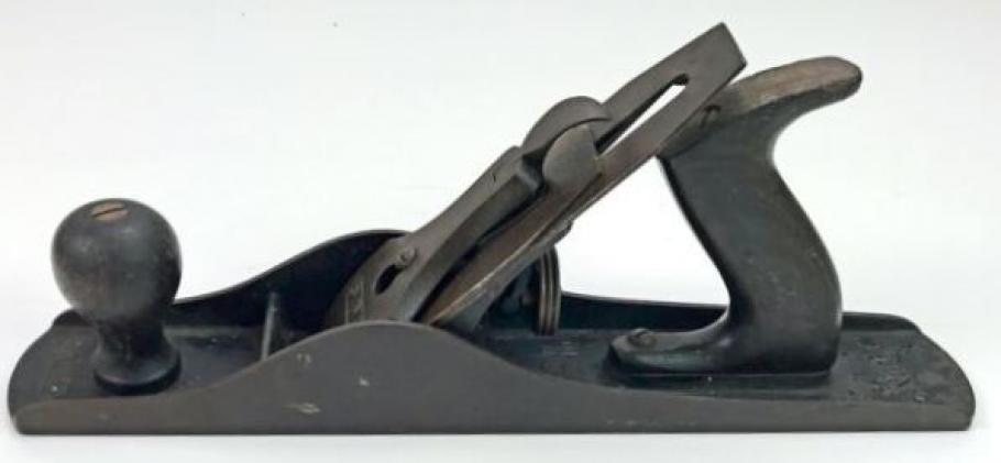 A close-up of of a Stanley No. 5 hand plane tool from circa 1900.