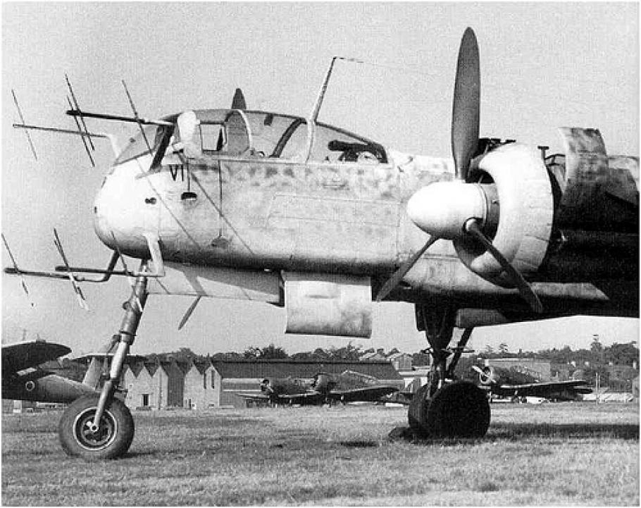 Black and white photograph of a Heinkel He 219 aircraft.