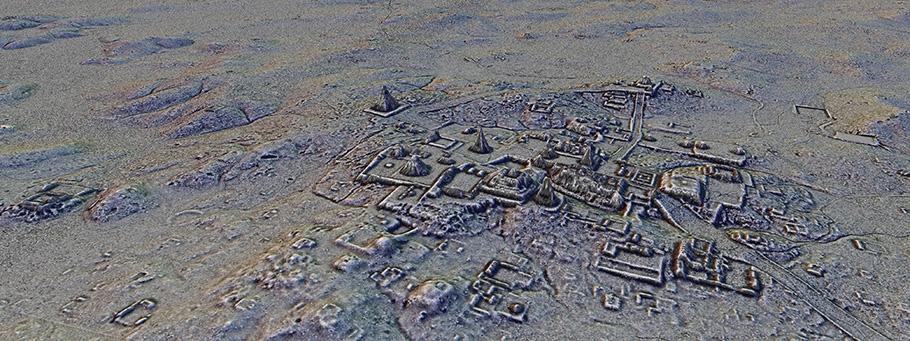 LIDAR 3D Aerial view of Tikal Mayan structures