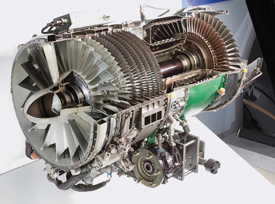 Cutaway of Turbojet Engine with fans exposed