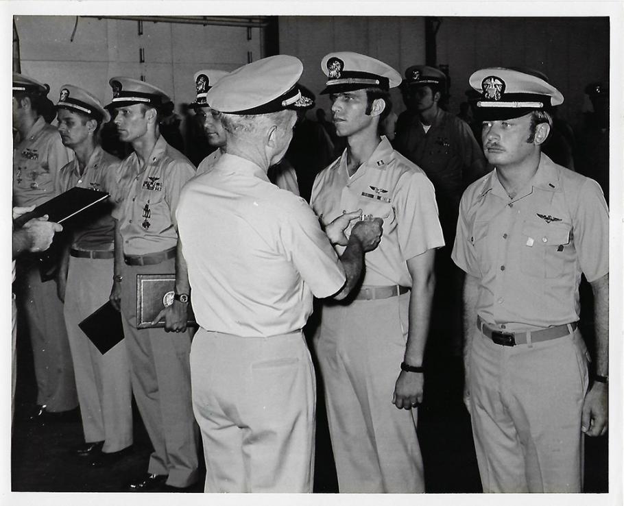 Awards ceremony aboard the USS Saratoga