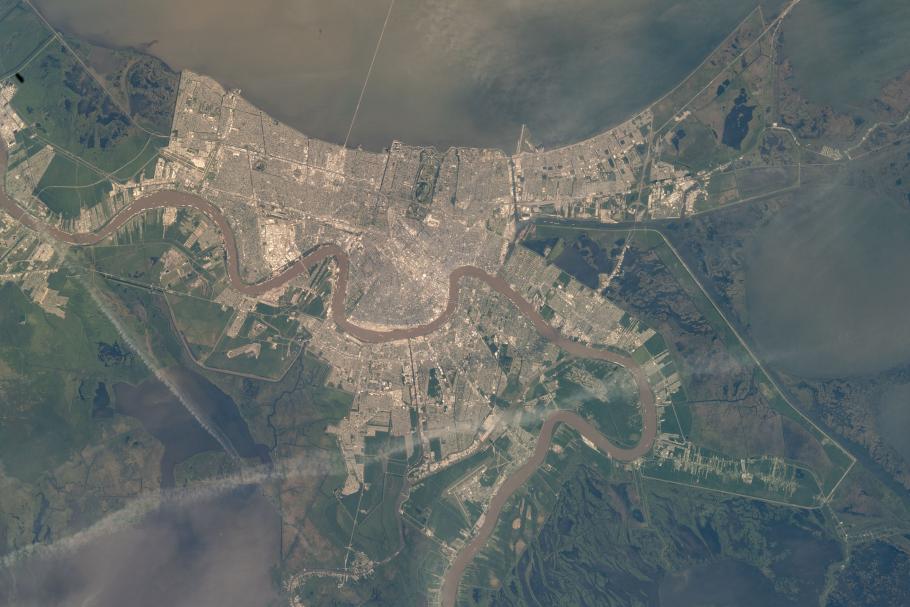 A satellite image of New Orleans in 2022.