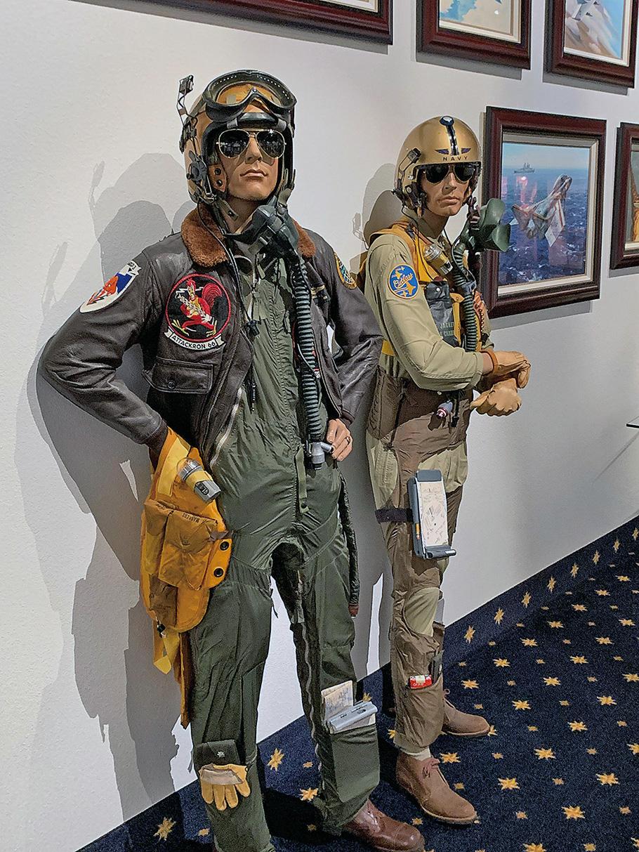 In Al Casby's museum, two mannequins model flightsuits worn by Navy pilots.