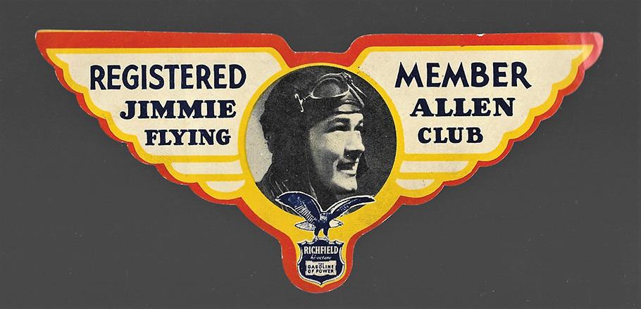 A winged decal identifies the owner as a “Registered Member of the Jimmie Allen Flying Club”