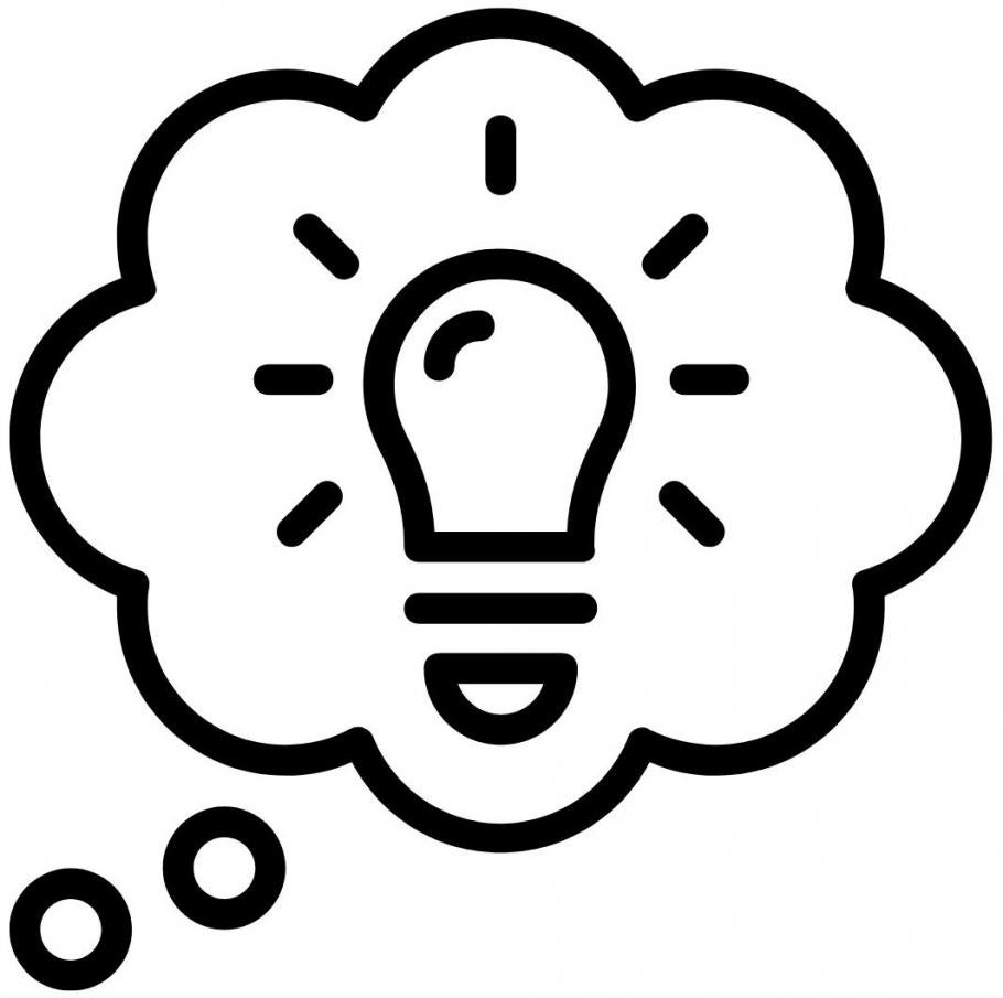 A lightbulb turned on in a thought bubble. 