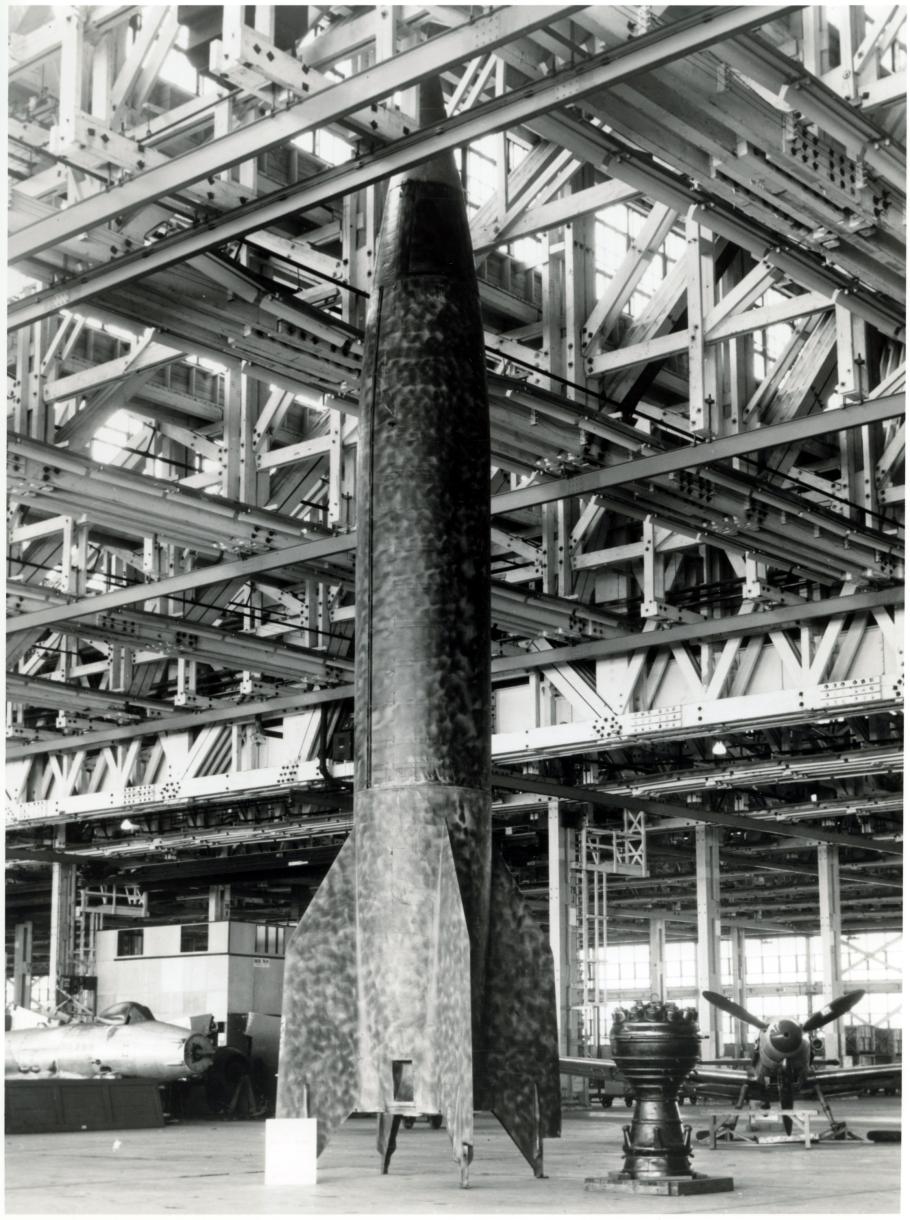 Large rocket in an empty facility.