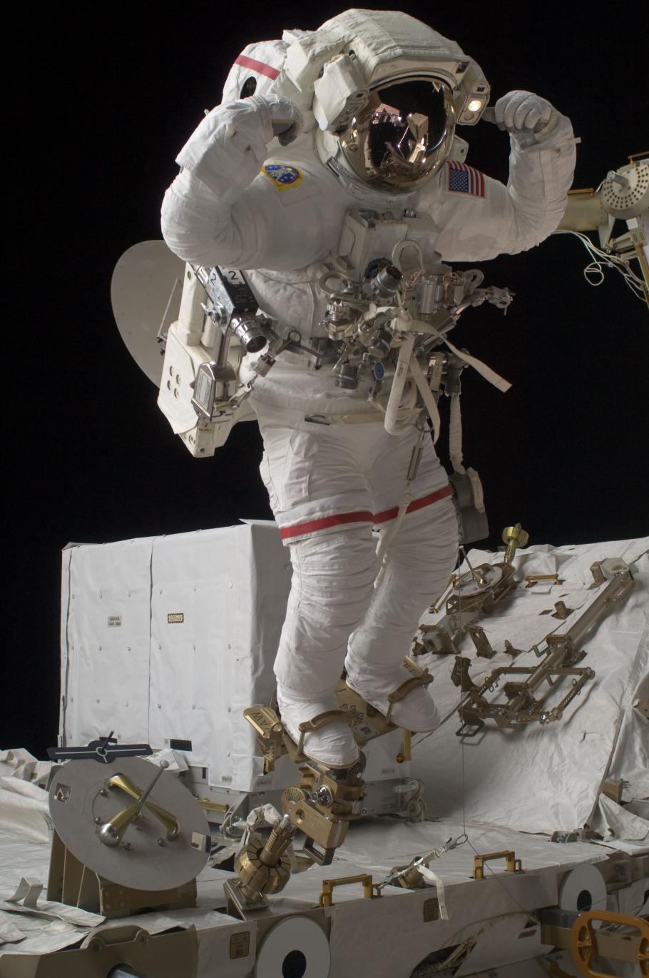 Astronaut working outside the International Space Station