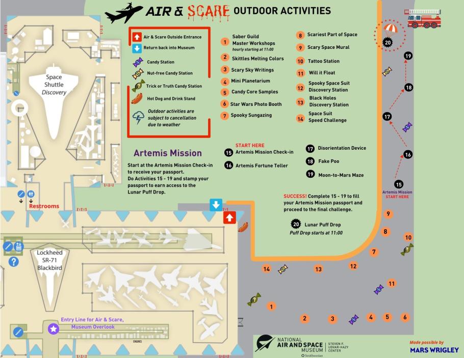 A map of the 2023 Air & Scare activities.