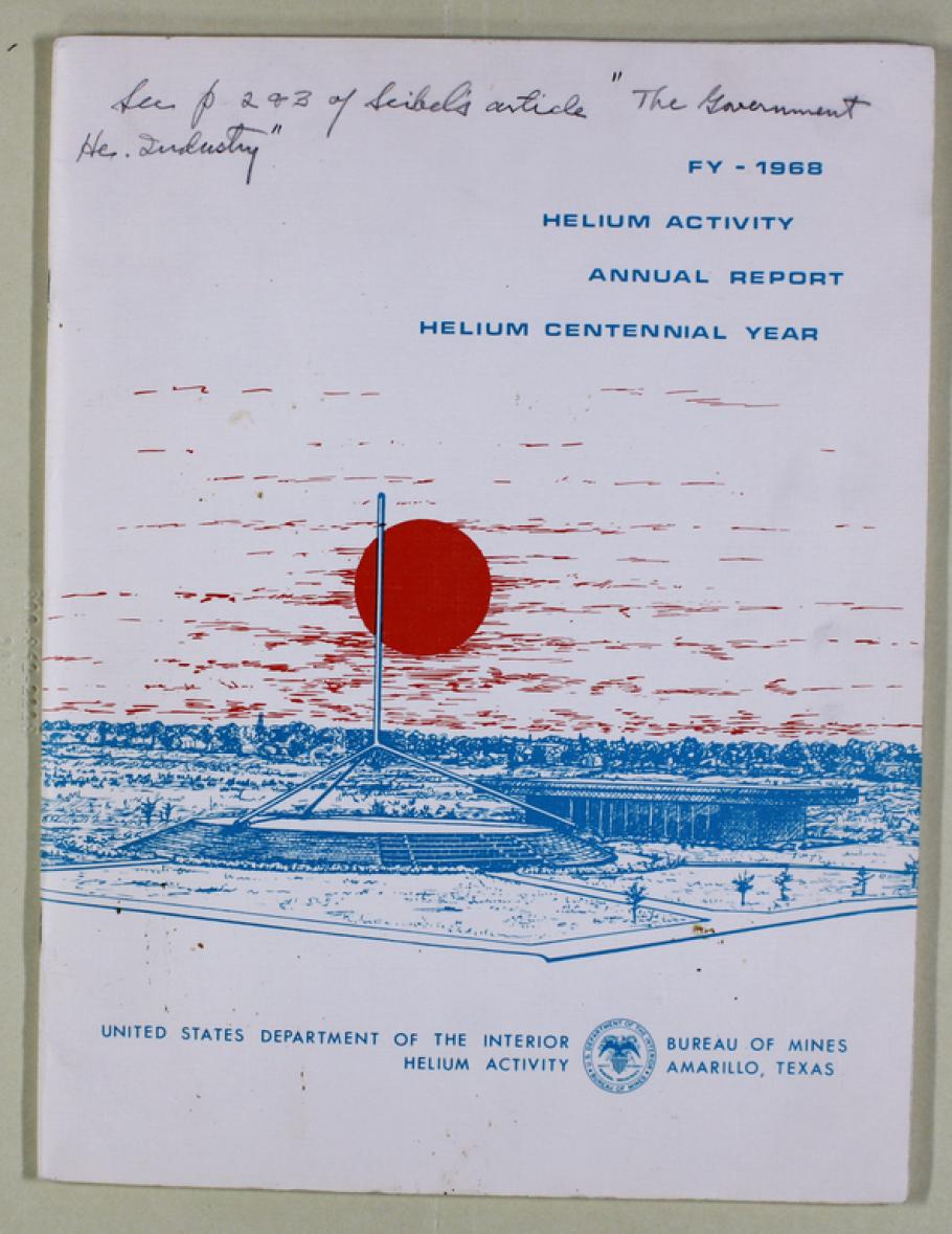 A cover page for a report on helium activity dated 1968.