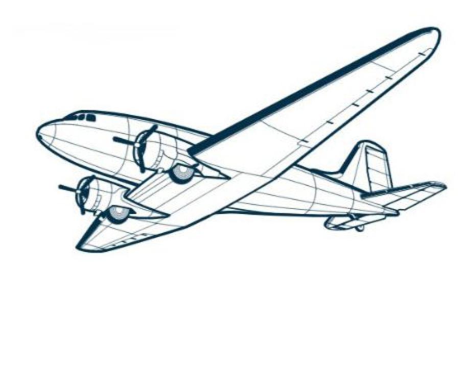 An illustration of a plane with one wing on each side.