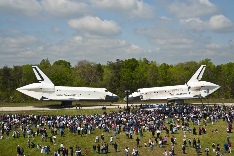 Space Shuttles Enterprise and Discovery Meet Nose-to-Nose