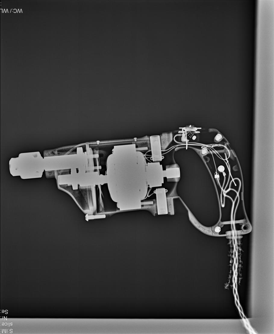 X-ray image of a drill.