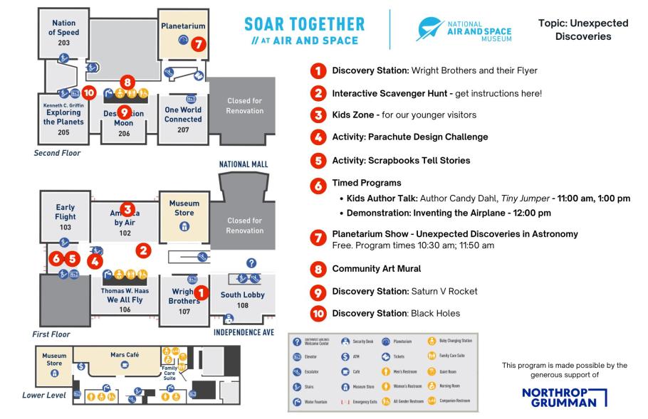 A map of events at the Soar Together family day.