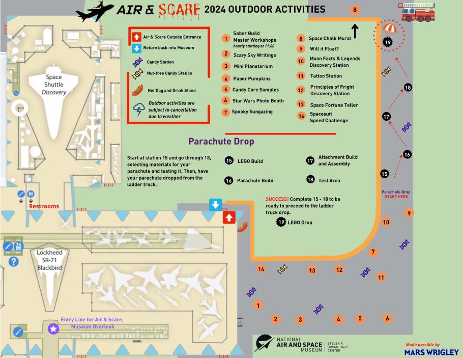 A map of activities outside the 2024 Air & Scare. 