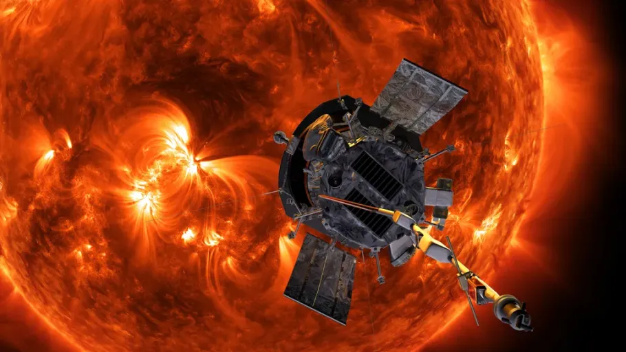 Illustration of a spacecraft approaching the Sun.