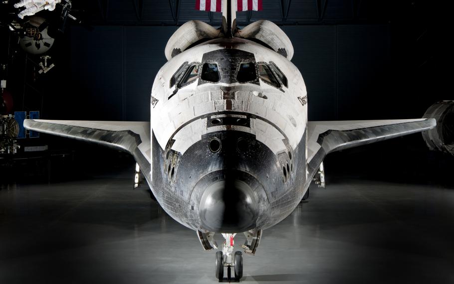Image of Space Shuttle Discovery's nose. 