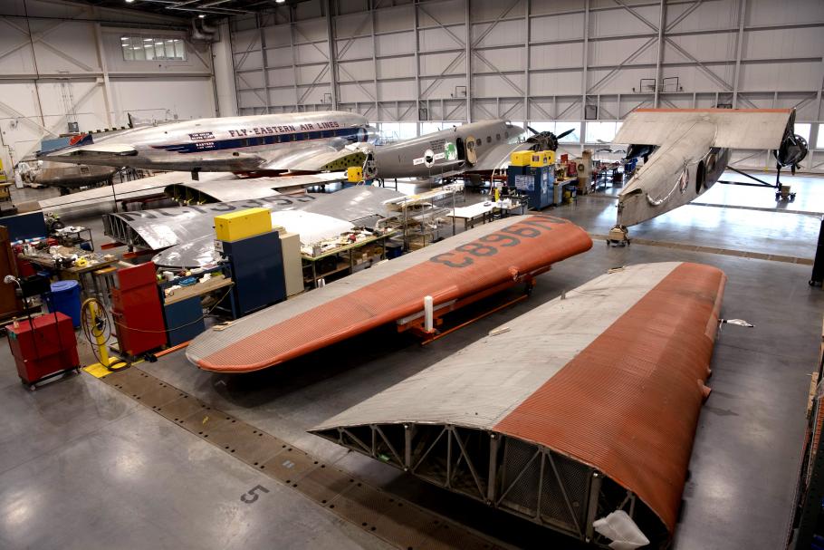 Aircraft in restoration hangar