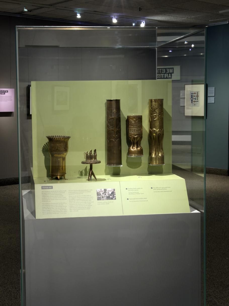 Exhibit case with various bronze objects