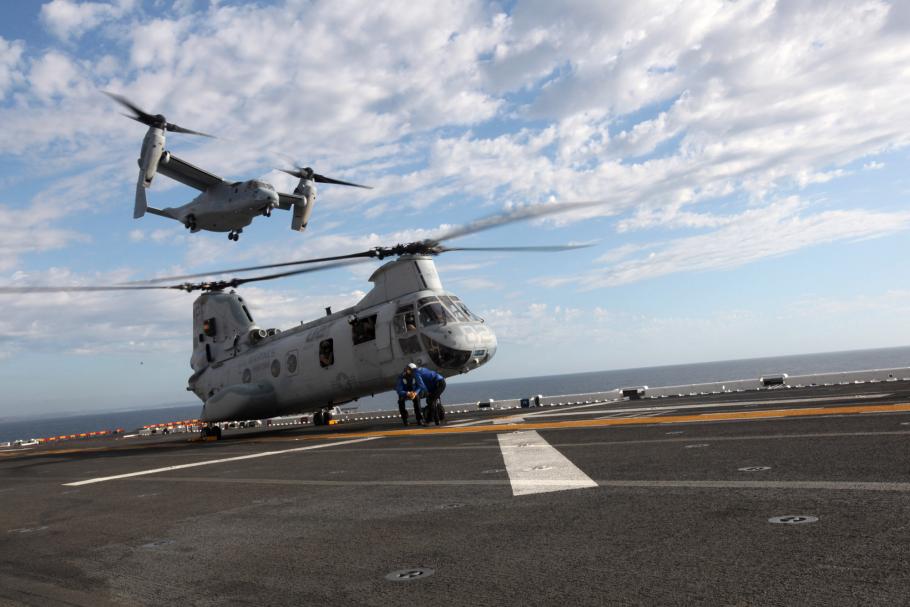 MV-22 and CH-46 Prepare for Fleet Week
