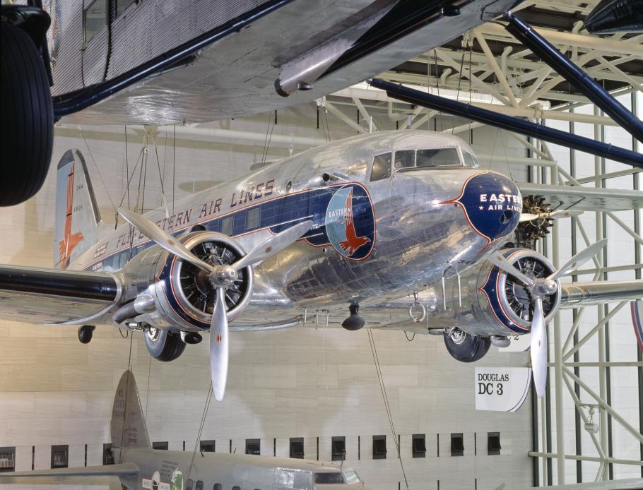 Douglas DC-3 hanging on display