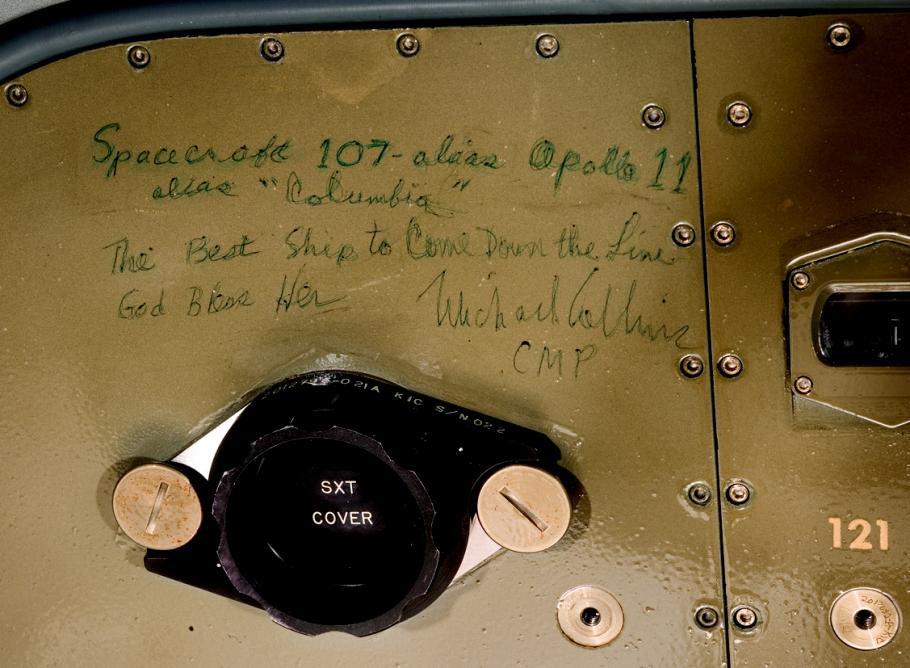 Michael Collins' Inscription inside Apollo 11 Command Module "Columbia"