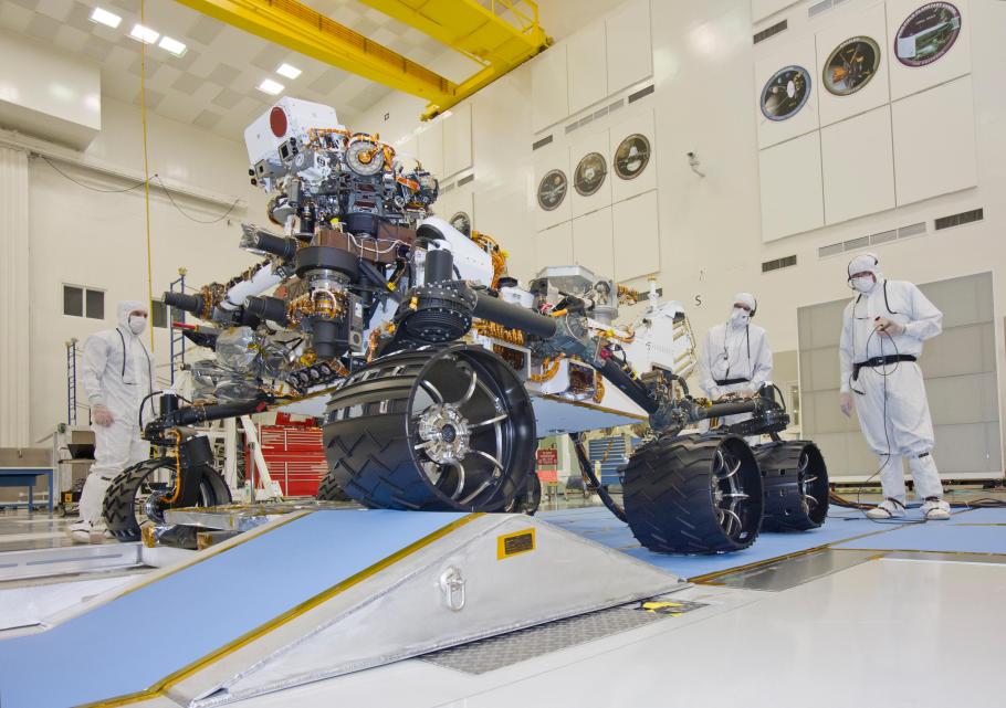 Mars Rover Curiosity during a Mobility Test