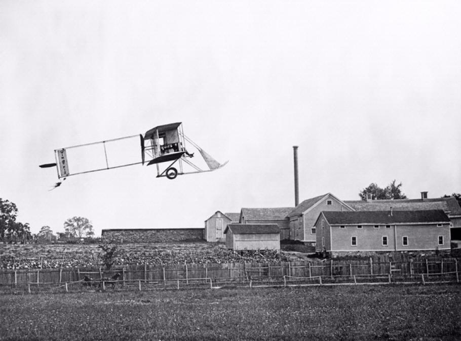 Cal Rodgers Flying the Wright EX "Vin Fiz"