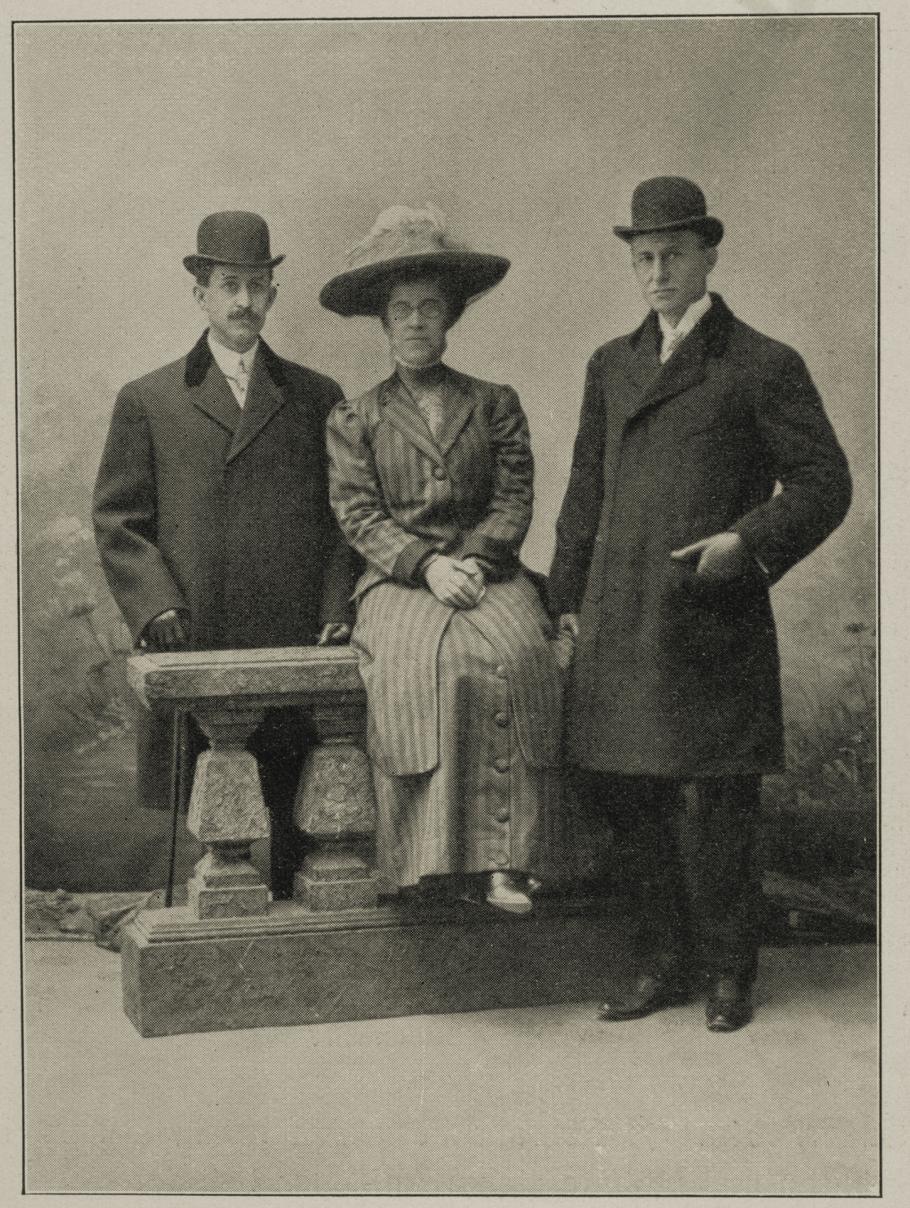 Wilbur, Orville and Katharine Wright pose for a portrait.