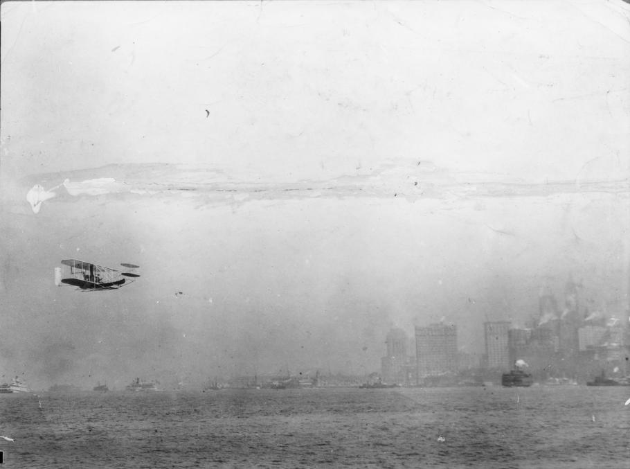 Wilbur Wright Flying past New York
