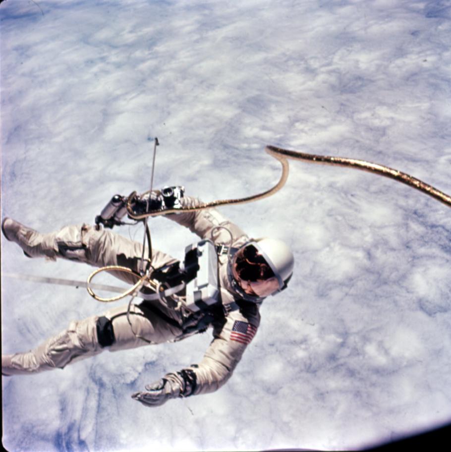 Astronaut Edward White during first EVA performed during Gemini 4 flight