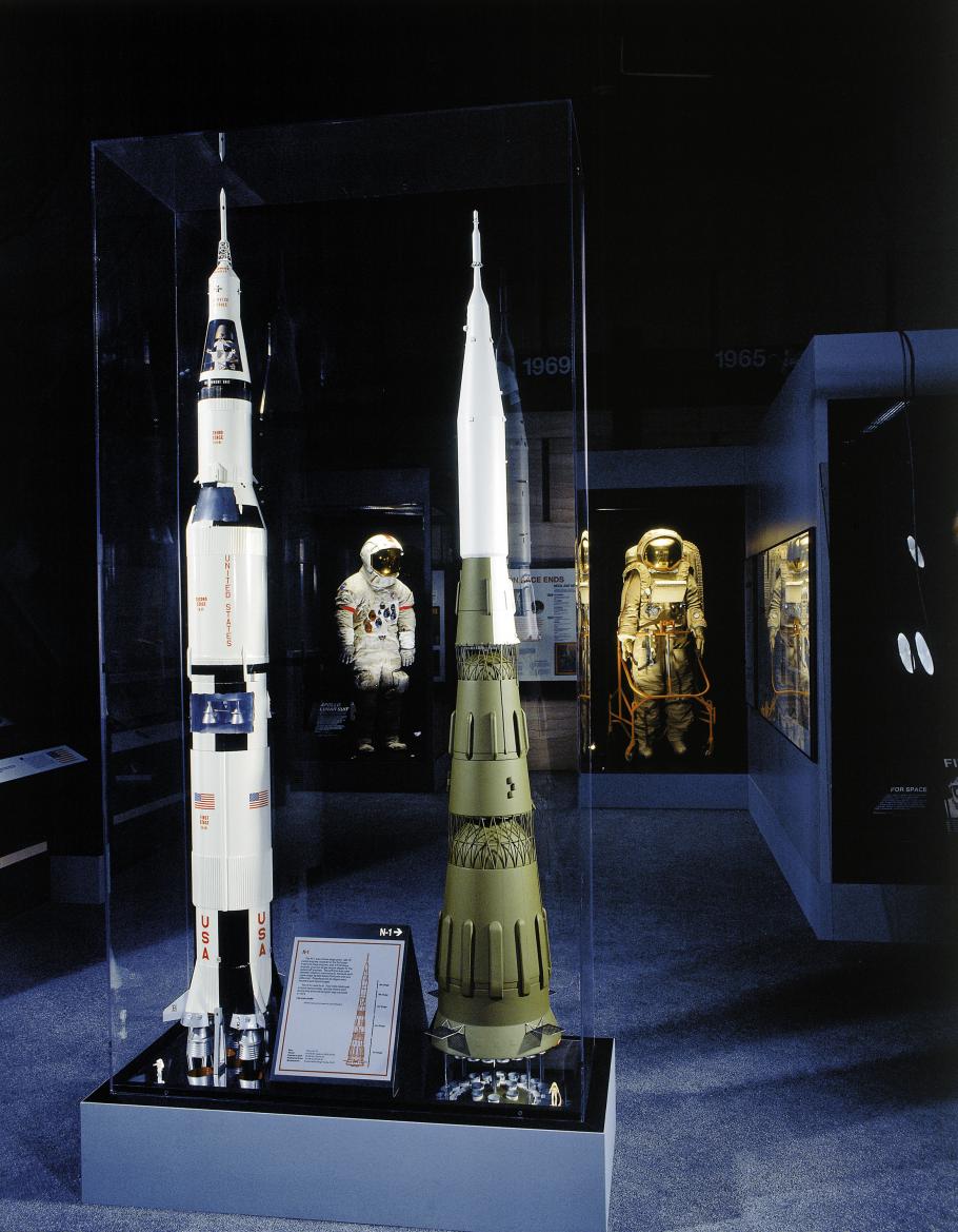 Saturn V and Soviet N-1 Rocket models in Space Race