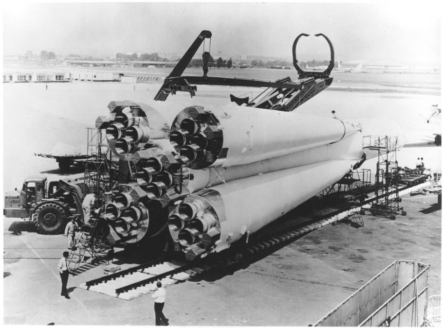 The Vostok launch vehicle at the 1967 Paris Air Show.