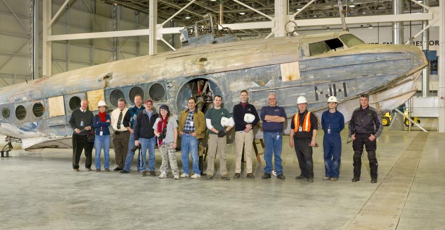 Sikorsky JRS-1 and Move Team in the Mary Baker Engen Restoration Hangar