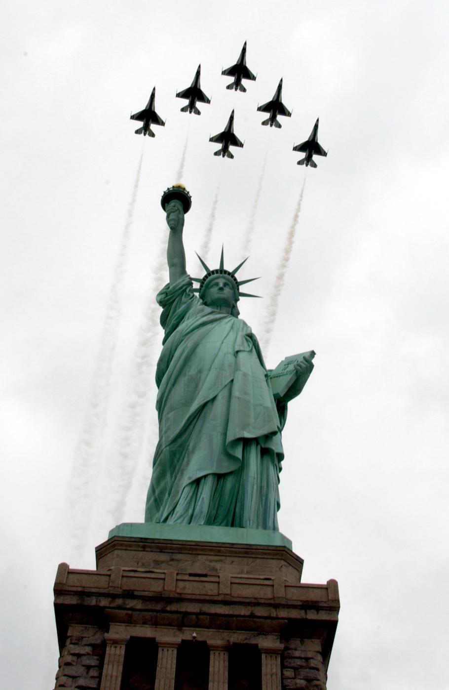 Thunderbirds Fly Over Statue of Liberty